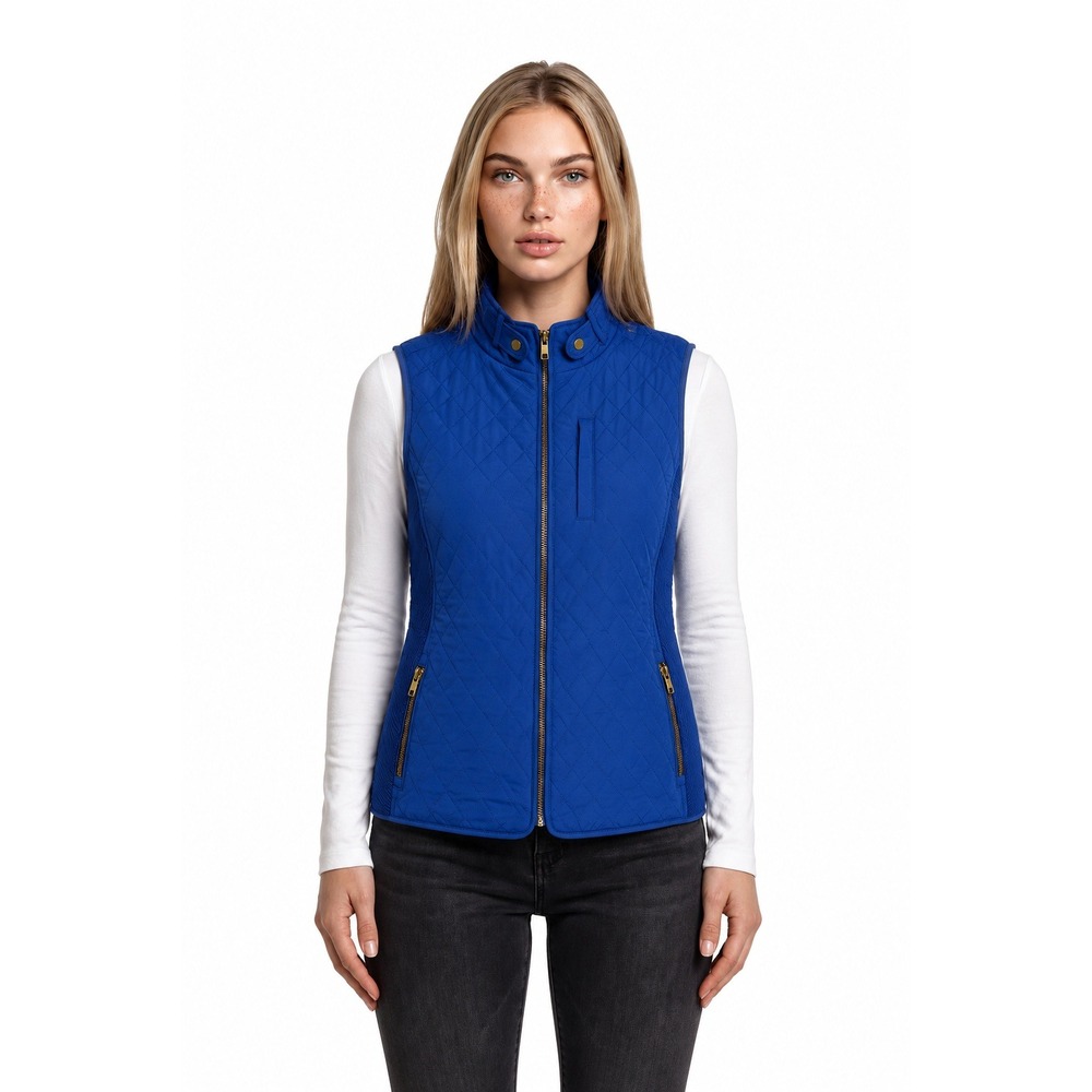 Tyler Boe Quilted Vest Women's Size Medium Royal Blue Full Zip Front